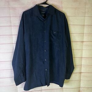Trust Blue Suede Long Sleeve Button Down Shirt Size‎ Large